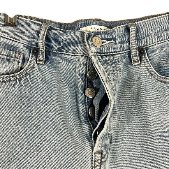 Pacsun Jeans Womens 25 Light Wash High Rise Crop Boyfriend Rigid Distressed - Picture 3 of 6